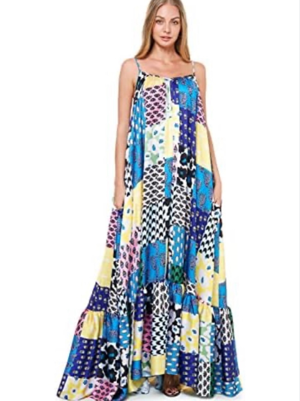 Tov Elegance A-Line Spaghetti Strap Flowy Maxi Rideau Size (44) 14